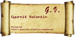 Gyurnik Valentin névjegykártya